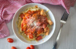 chicken parmesan with pasta top view